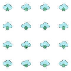 Cloud Storage Data Filled Line Icon Set