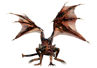 3D Rendering Fairy Tale Dragon on White