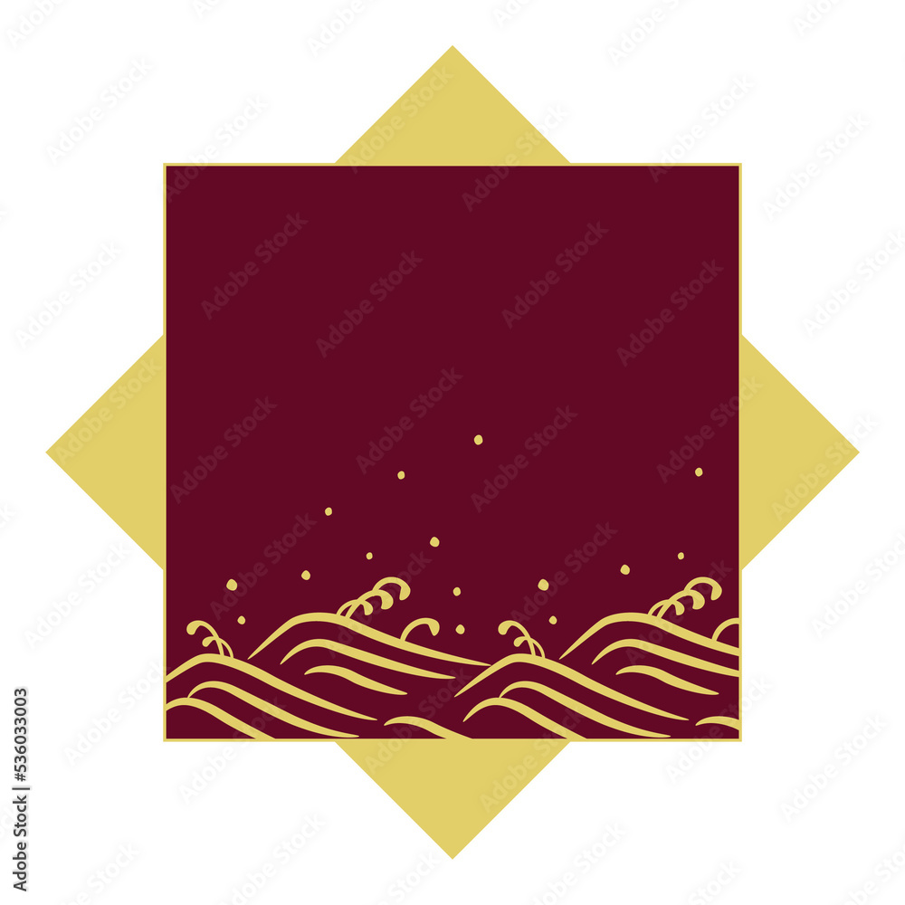 Canvas Prints japanese frame illustration with wave pattern