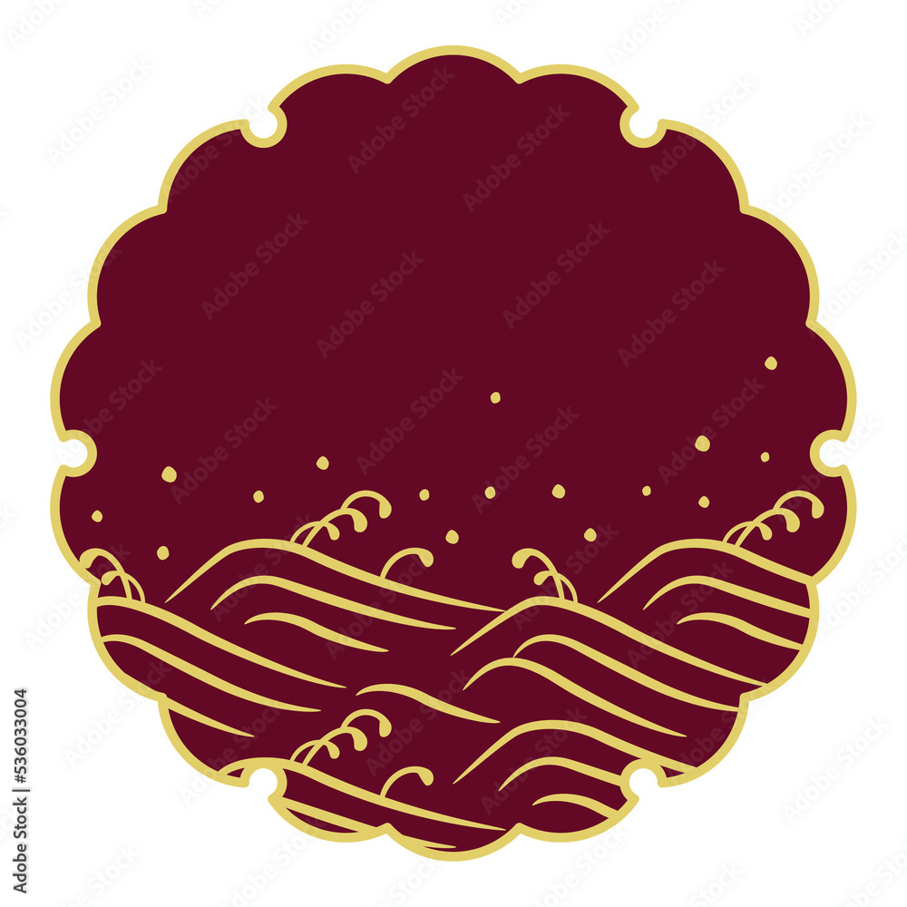Canvas Prints japanese frame illustration with wave pattern
