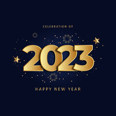 celebration of happy new year 2023 gold greeting poster design,golden text,,new years holiday celebration in december