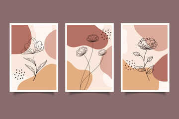 modern floral line art with organic shapes for wall decoration,continuous line flower