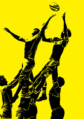 ラグビーの写真を加工したイラスト