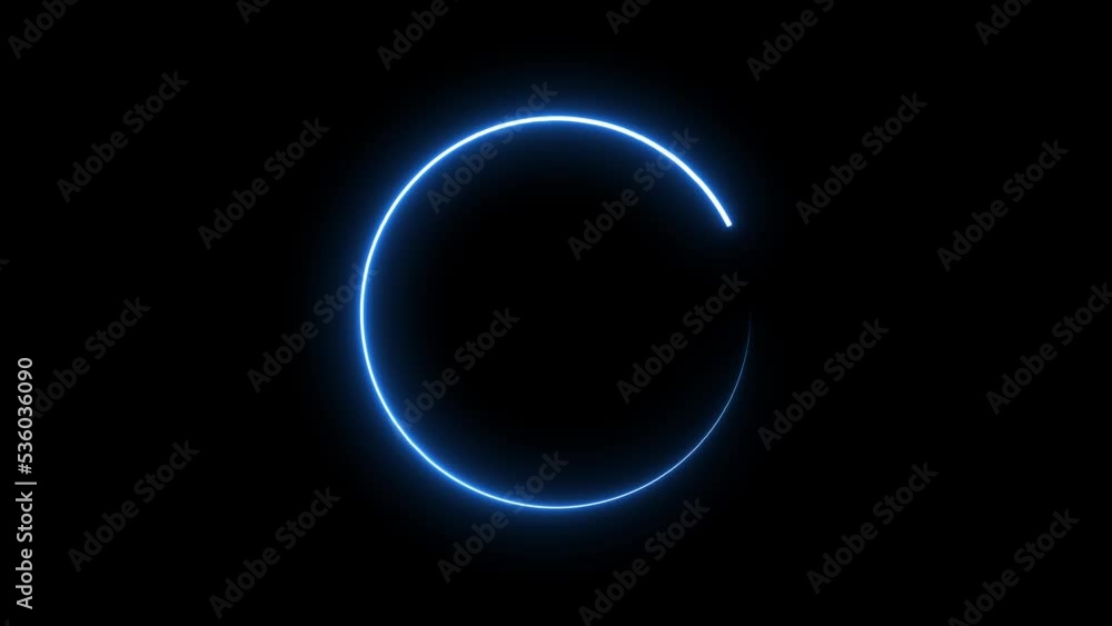 Poster modern glowing preloader animation and progress loading circle bar on black background. blue neon ch