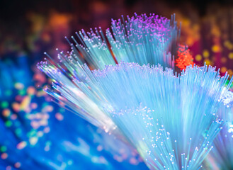optical fibres on technology background