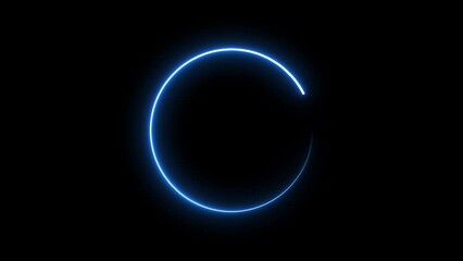 Modern glowing preloader animation and progress loading circle bar on black background. Blue neon charging circle spinning in loop - Powered by Adobe