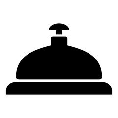 Obraz premium Icono plano con silueta aislada de campana de servicio en la recepción del hotel
