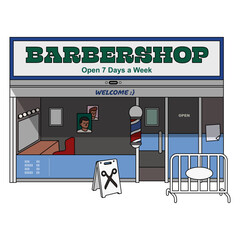 Barbershop vector illustration in line filled design