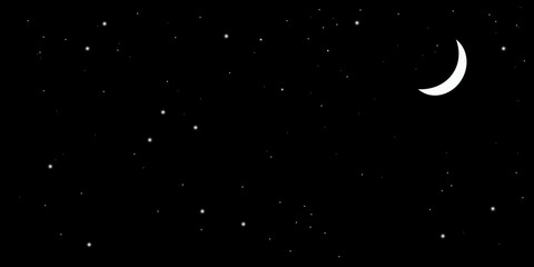 Obraz na płótnie Canvas 暗い夜空に星と月の背景