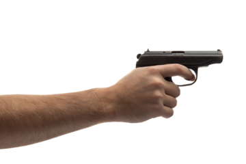 Hand with a pistol. transparent.