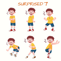 Set of kid boys showing surprised expression.Vector illustration.
