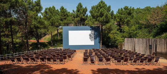 Panoramic open air cinema in woods    
