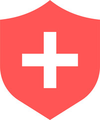 Obraz premium Red Shield and Cross Icon.