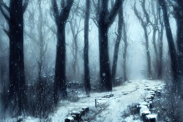 Walk in the woods. Snowy winter