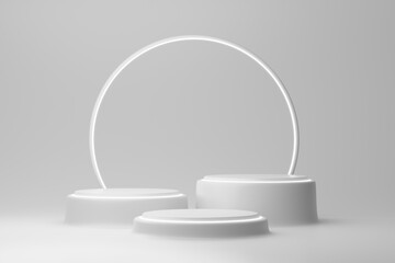 3d render of a stage modern white for mockup template