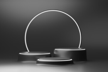 3d render of a stage modern black for mockup template