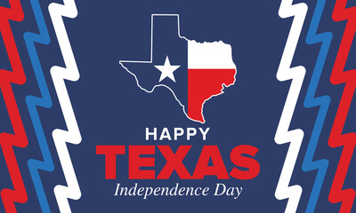 Texas Independence Day. Freedom holiday in Unites States, celebrated annual in March. Lone star flag. Texas flag. Patriotic sign and elements. Poster, card, banner and background. Vector illustration