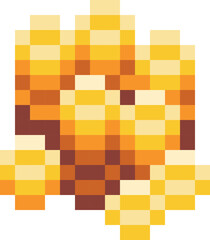 Pixel art golden coin retro video game. Vector illustration.