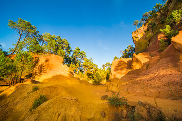 Colourful Ocher Trail in the French Provencal Colorado in Roussillon France