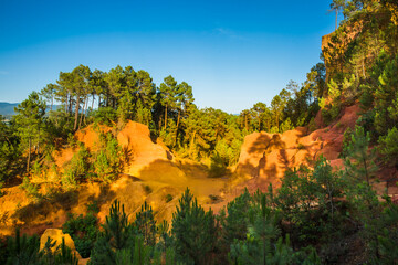 Colourful Ocher Trail in the French Provencal Colorado in Roussillon France