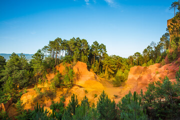Colourful Ocher Trail in the French Provencal Colorado in Roussillon France