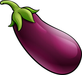 Eggplant Aubergine Vegetable Cartoon Illustration