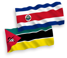 Flags of Republic of Mozambique and Republic of Costa Rica on a white background