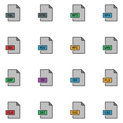 File Type Filled Line Icon Set