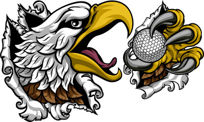 Bald Eagle Hawk Ripping Golf Ball Mascot