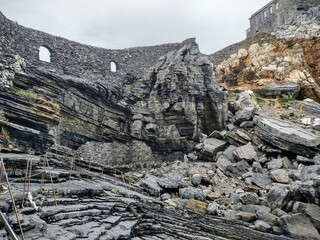 Portovenere medieval village during spring in the Golfo dei Poeti in Italy