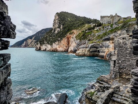 Portovenere medieval village during spring in the Golfo dei Poeti in Italy