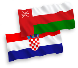Flags of Sultanate of Oman and Croatia on a white background