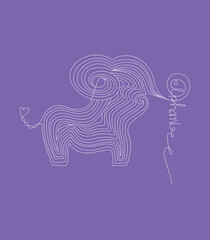 elephant illustration with hand drawn line