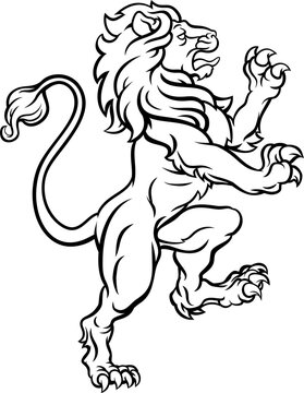 Lion Standing Rampant Heraldic Crest