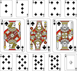 Playing Cards Spades Red Yellow and Black