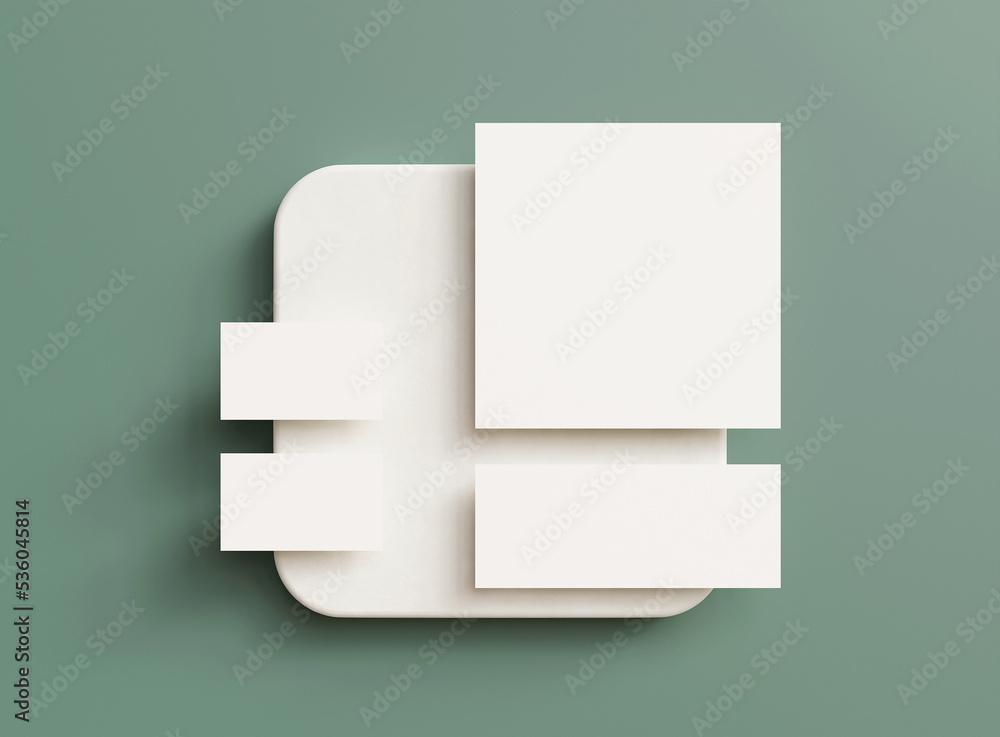 Aufkleber 3d blank paper and business cards. mockup scene. template for branding identity. 3d rendering.