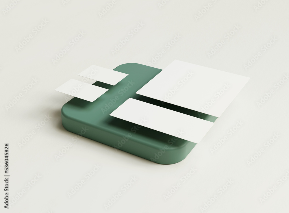 Poster 3d blank paper and business cards. mockup scene. template for branding identity. 3d rendering.