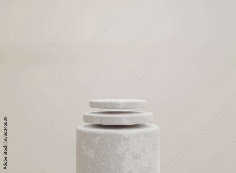 Poster empty cylinder podium on minimal background. abstract minimal scene with geometrical forms. design f