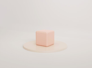 Empty cylinder podium on minimal background. Abstract minimal scene with geometrical forms. Design for product presentation. 3D rendering.