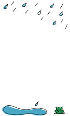 Obraz premium 雨の日とカエルの後ろ姿