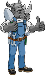 Rhino Gardener Gardening Animal Mascot
