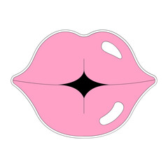 Kissing sticker vector illustration in line filled design
