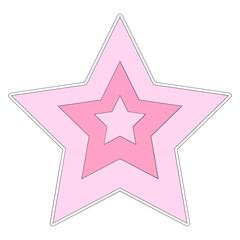 Layered star sticker vector illustration in line filled design