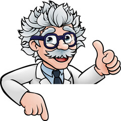 Scientist Cartoon Above Sign