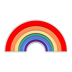 Rainbow sticker vector illustration in line filled design
