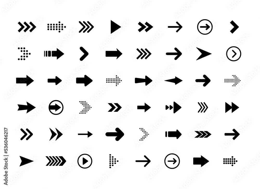 Poster arrows set. arrow icon collection. set different arrows or web design. arrow flat style isolated on 