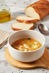 Chicken soup with fresh cabbage