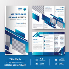Medical, health care Trifold brochure template Modern Clinic, annual report, and cover page design