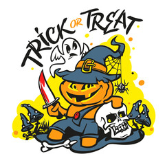 Trick or treat svg, Halloween for kids, Halloween ghost, pumpkin, jack-o-lantern svg, cut file. Halloween clipart svg