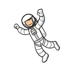 Astronaut in space suit hovering
